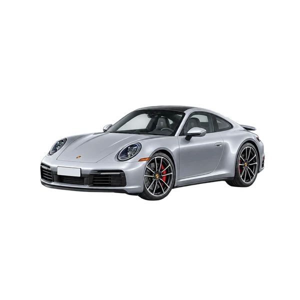 silver 2022 Porsche 911 front three-quarter view