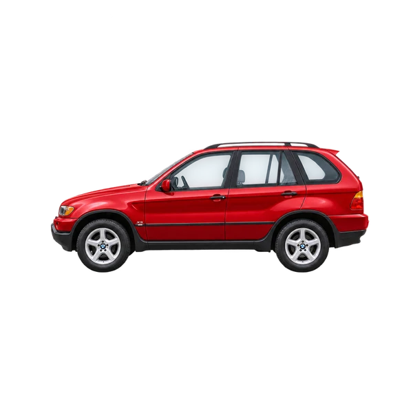 red 1993 BMW X5 side (facing left) view