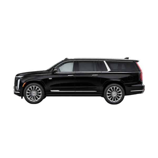 black 2021 Cadillac Escalade ESV side (facing left) view