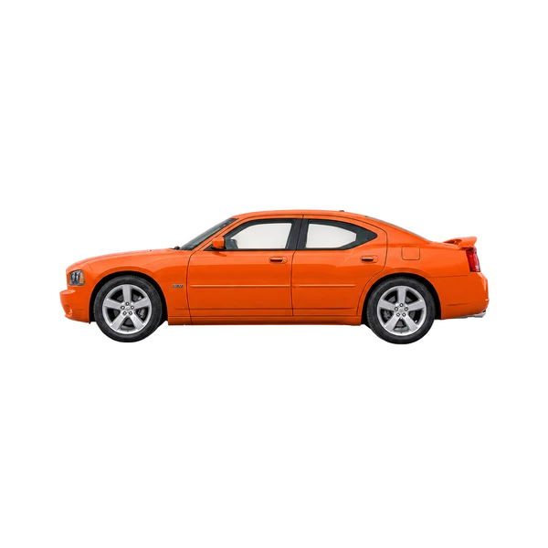 orange 2008 Dodge Charger side (facing left) view