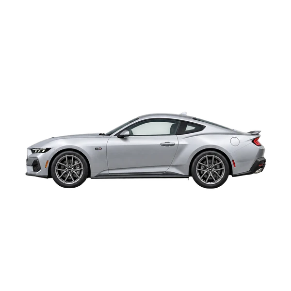silver 2026 Ford Mustang side (facing left) view