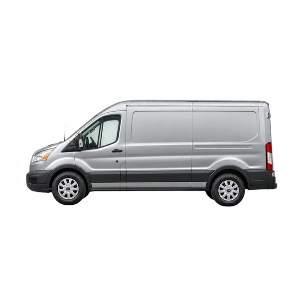 silver 2015 Ford Transit side (facing left) view