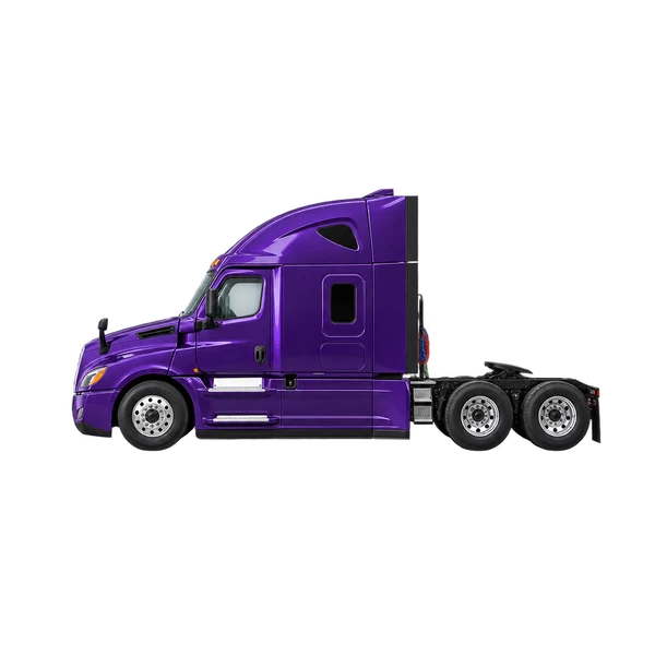 purple 2024 Freightliner Cascadia side (facing left) view