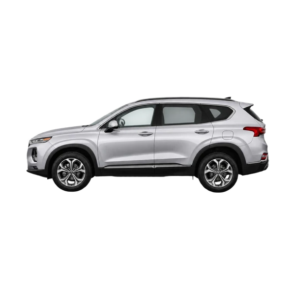 silver 2019 Hyundai Santa Fe side (facing left) view
