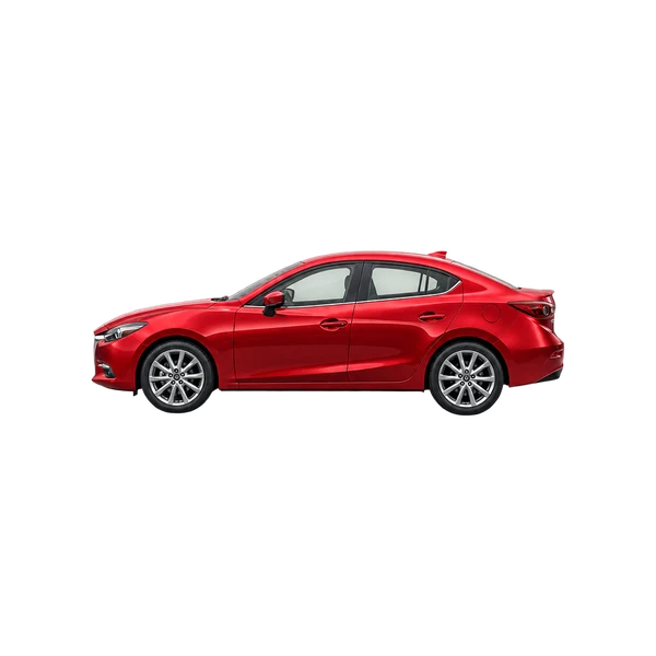 red 2017 Mazda Mazda3 side (facing left) view