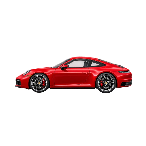 red 2020 Porsche 911 side (facing left) view