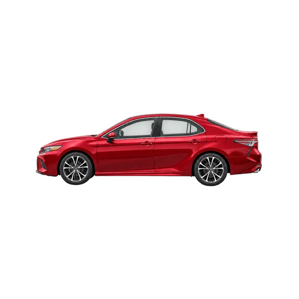 red 2019 Toyota Camry side (facing left) view