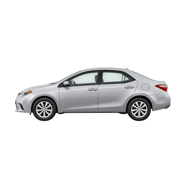silver 2015 Toyota Corolla side (facing left) view